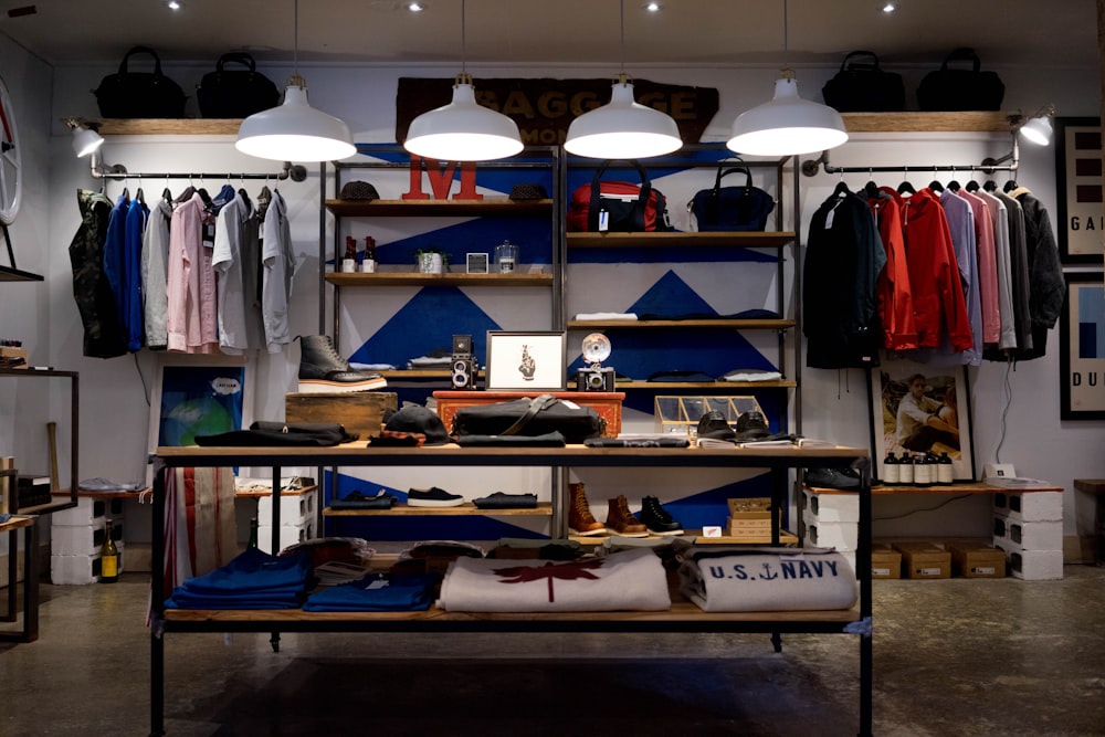 Contemporary retail store interior with clean product displays
